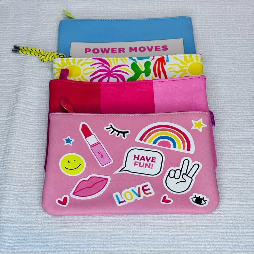ipsy Pouch Set with Fun Graphics - Bundle of 4